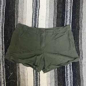 Green linen shorts